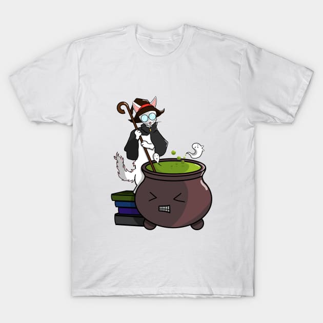 Cat Witch Making Potion T-Shirt by yuki123541